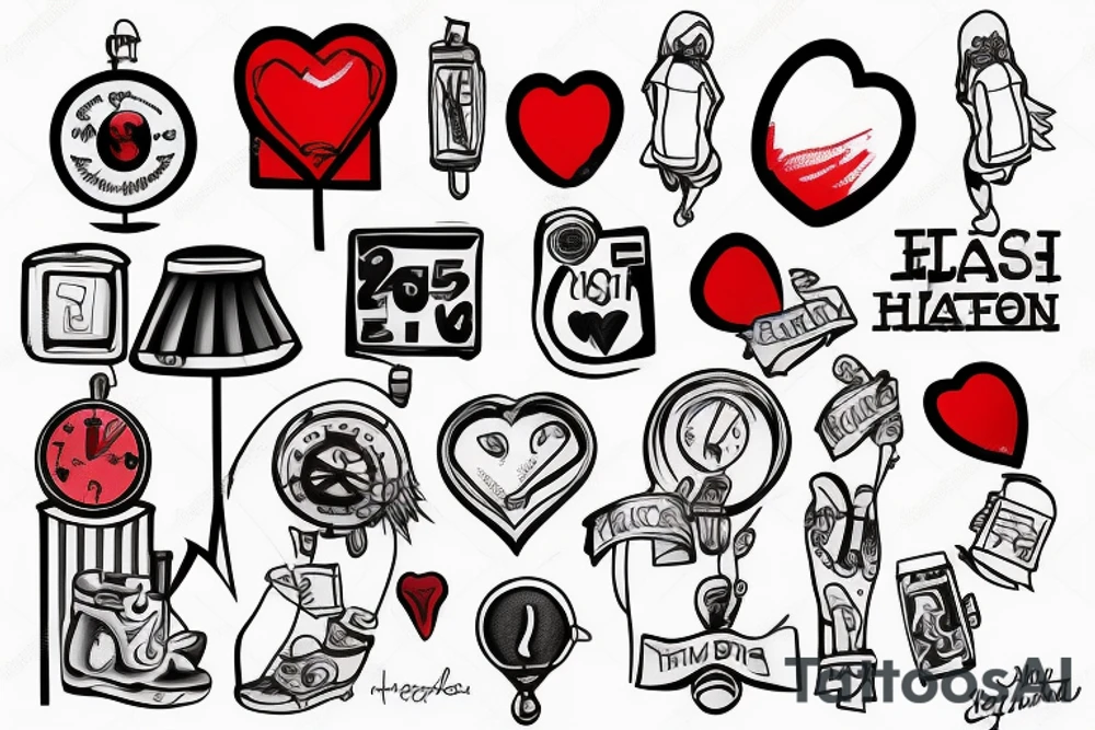 Traffic light with red heart tattoo idea