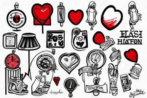 Traffic light with red heart tattoo idea