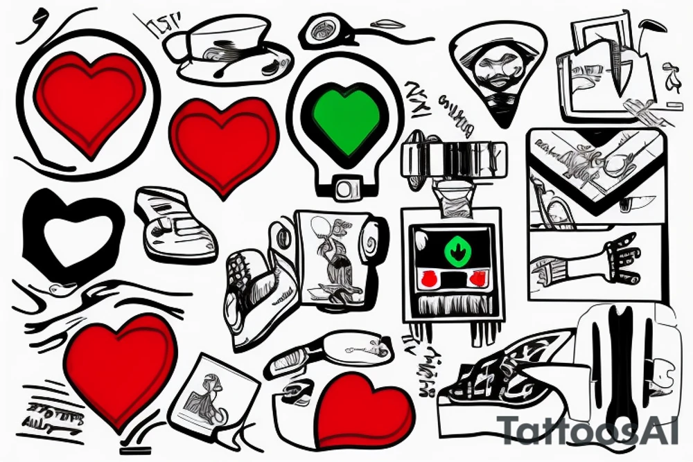 Traffic light with red heart tattoo idea