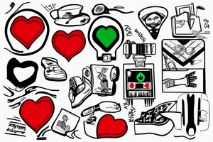 Traffic light with red heart tattoo idea