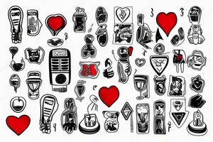 Traffic light with red heart tattoo idea
