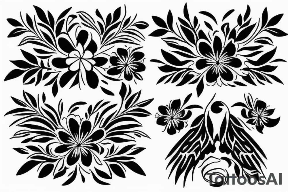 phoenix and flowers tattoo idea