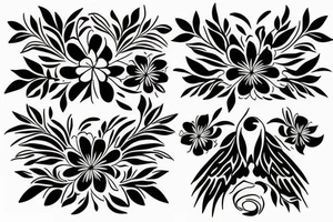 phoenix and flowers tattoo idea