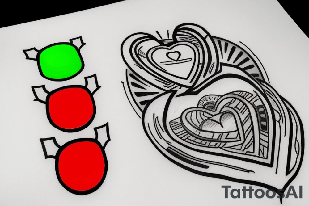 red heart traffic light tattoo idea