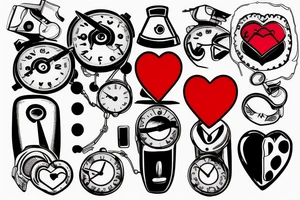 red heart traffic light tattoo idea