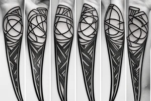 Black sword piercing circle tattoo idea