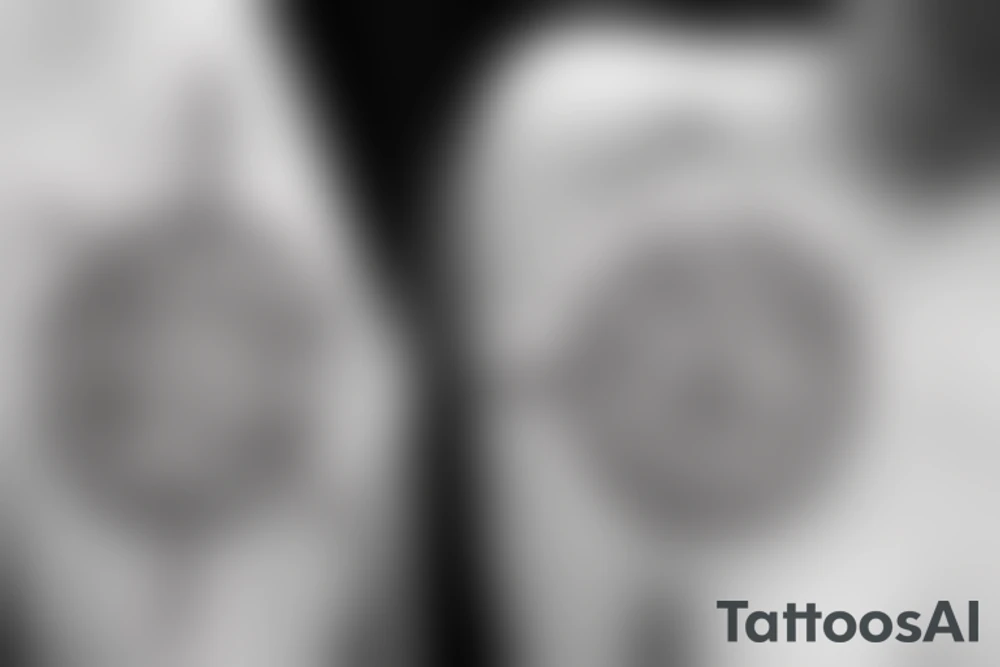 Black sword piercing circle tattoo idea