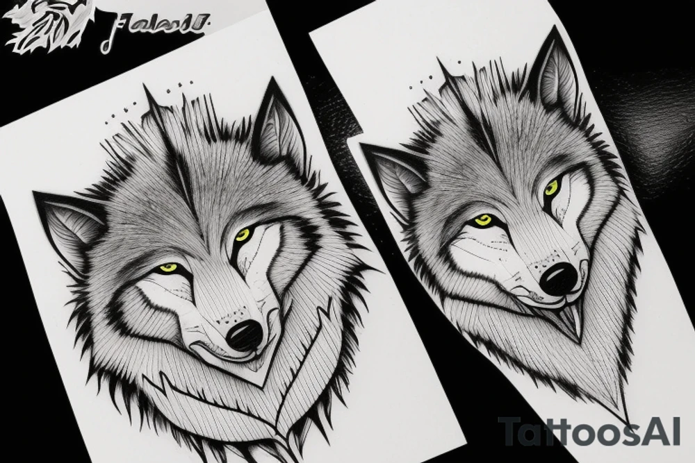 Half wolf face tattoo idea