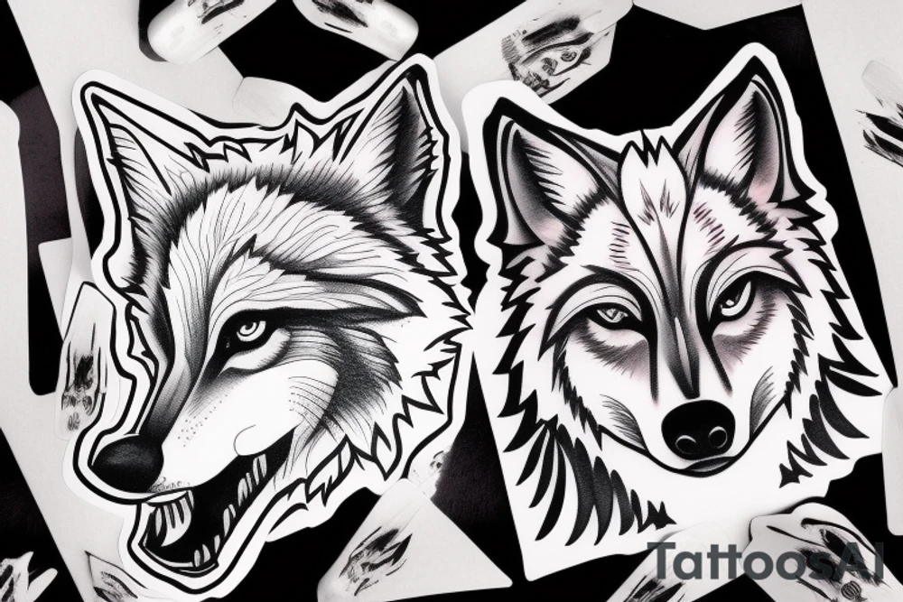Half wolf face tattoo idea