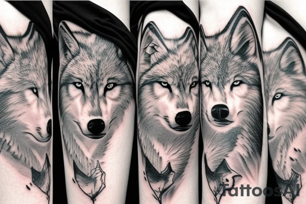 Half wolf face tattoo idea
