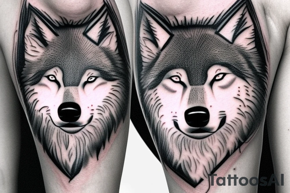 Half wolf face tattoo idea