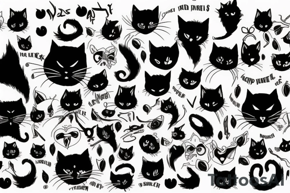 black cat death tattoo idea