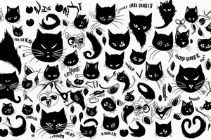 black cat death tattoo idea