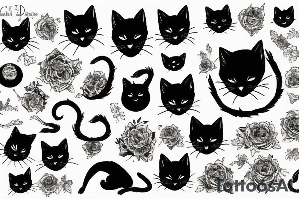 black cat death tattoo idea