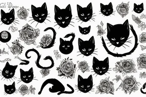 black cat death tattoo idea