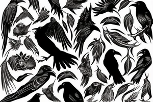 outstretched raven tattoo idea