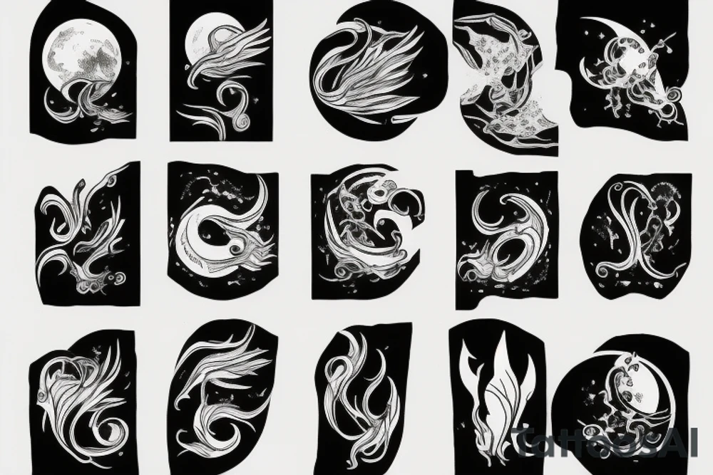 modern clean moonscape aquarius tattoo idea