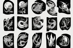modern clean moonscape aquarius tattoo idea