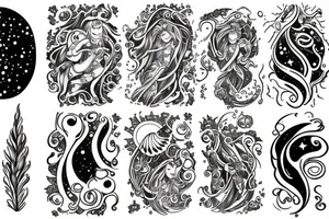 elegant moonscape aquarius tattoo idea