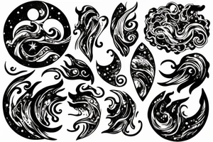 elegant moonscape aquarius tattoo idea