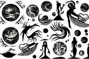 elegant moonscape aquarius tattoo idea