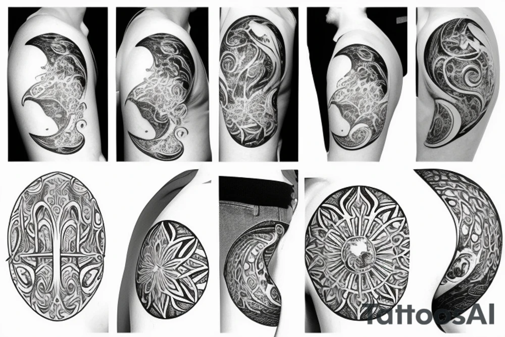 elegant aquarius moon tattoo idea