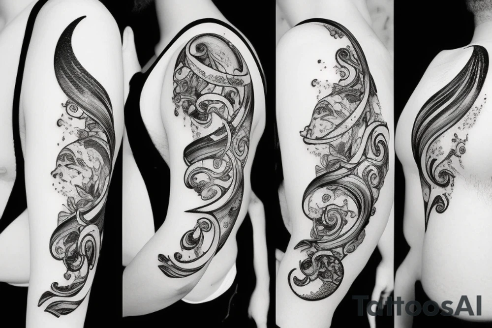 elegant aquarius moon tattoo idea