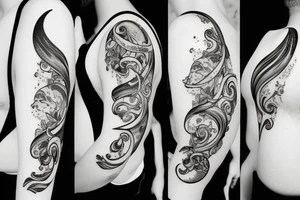elegant aquarius moon tattoo idea
