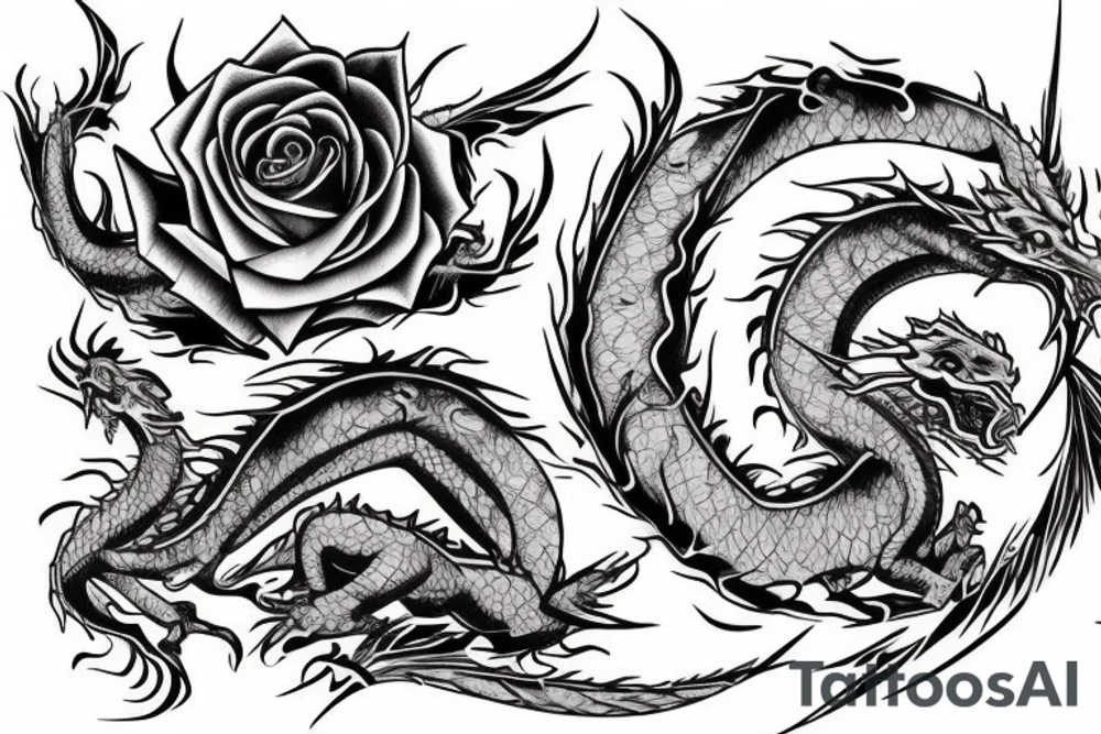 Roses dragon tattoo idea