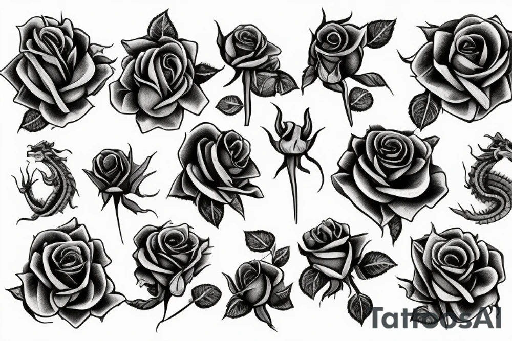 Roses dragon tattoo idea