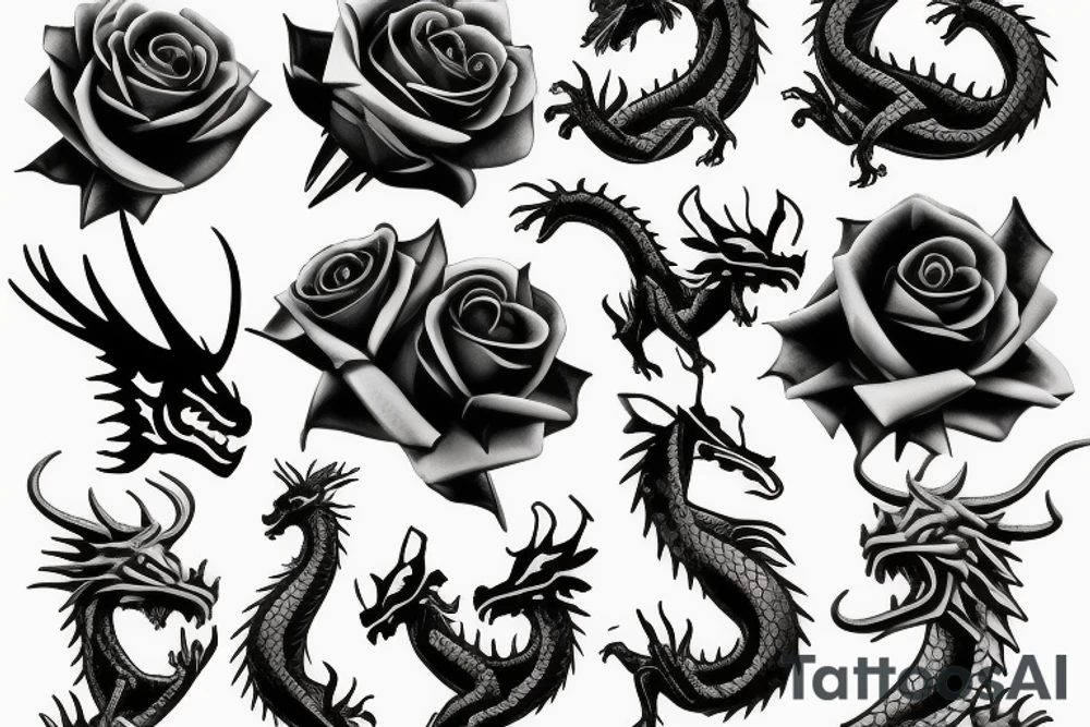 Roses dragon tattoo idea