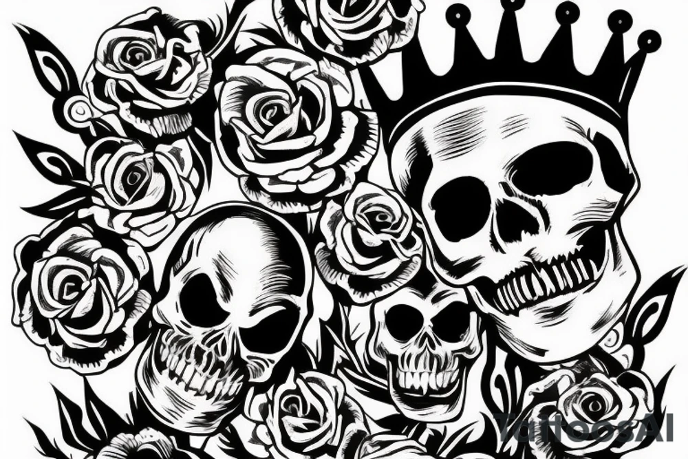 skull with crown tattoo idea