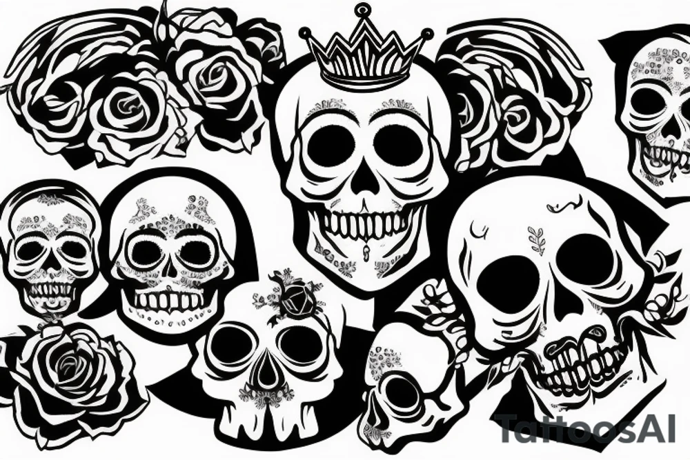 skull with crown tattoo idea