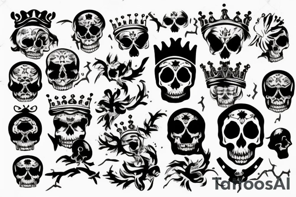 skull with crown tattoo idea