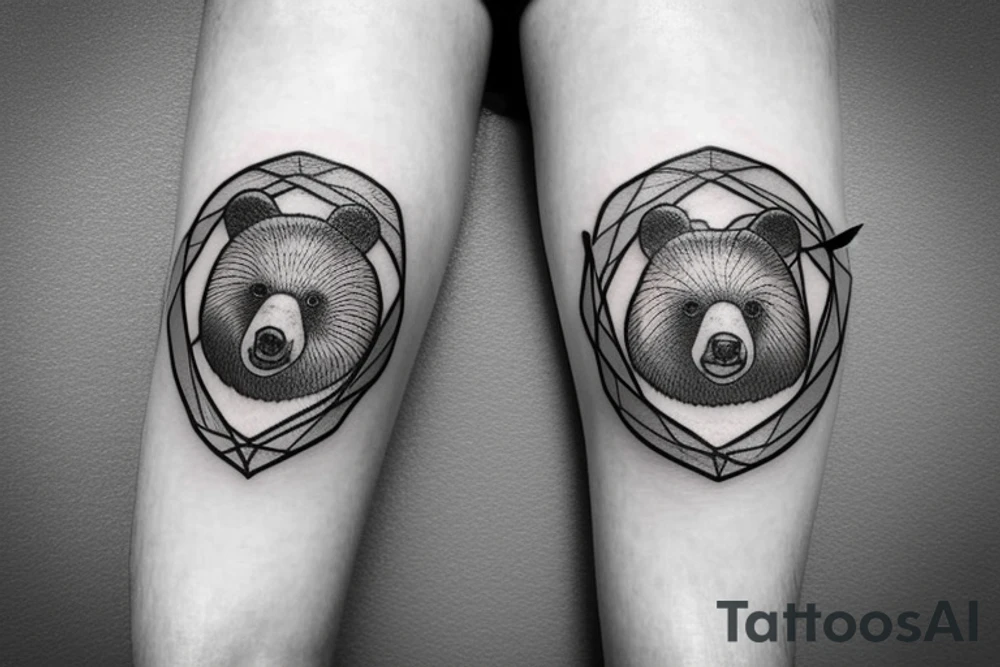Small bear thigh tattoo idea
