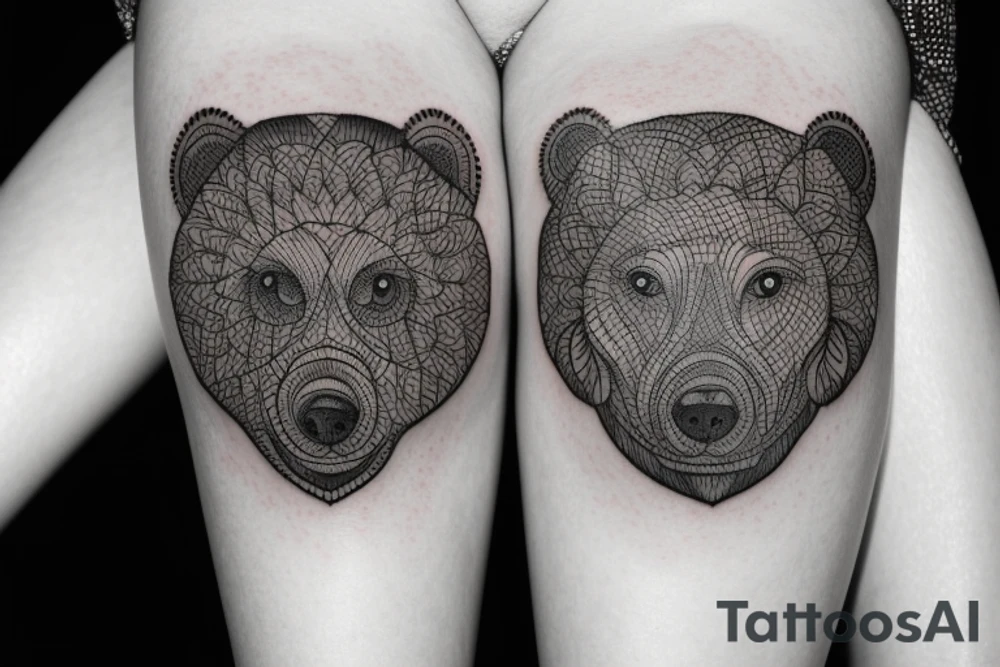 Small bear thigh tattoo idea