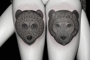 Small bear thigh tattoo idea