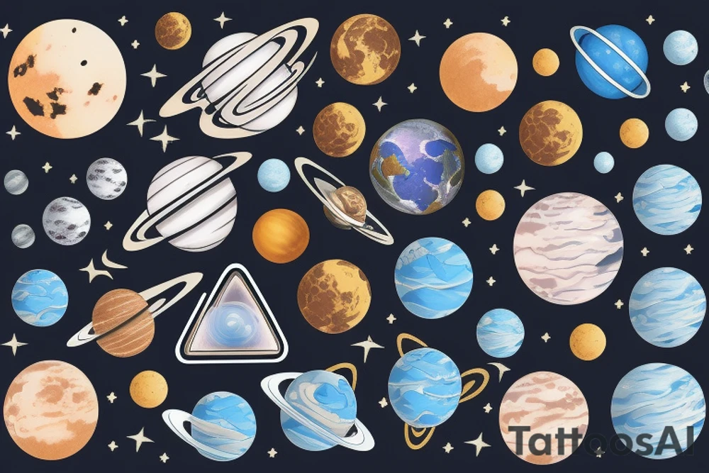 A series of earth like planets orbiting a neutron star tattoo idea