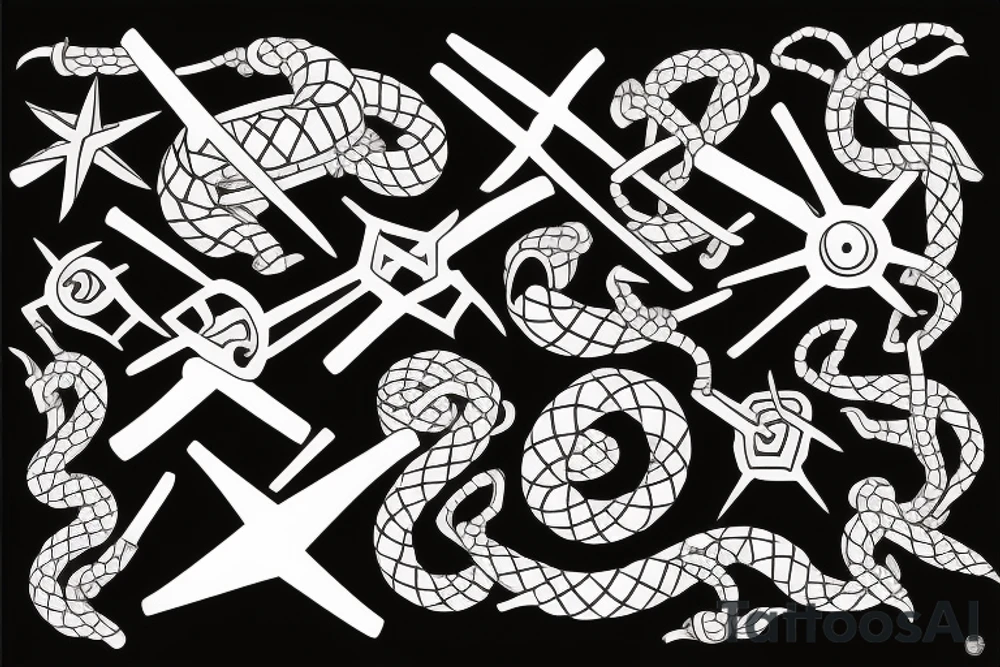 samurai snake tori shuriken tattoo idea