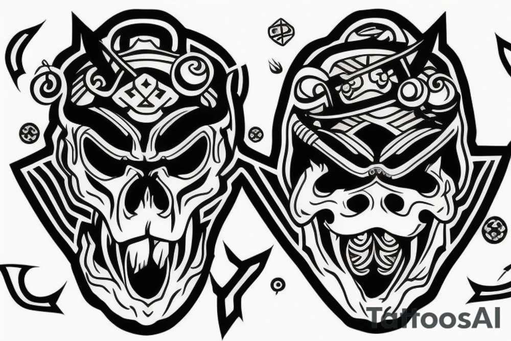 samurai snake tori shuriken skull tattoo idea