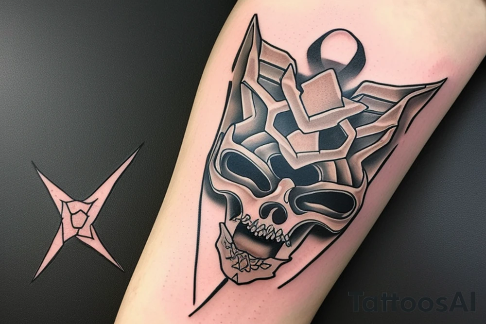 samurai snake tori shuriken skull tattoo idea