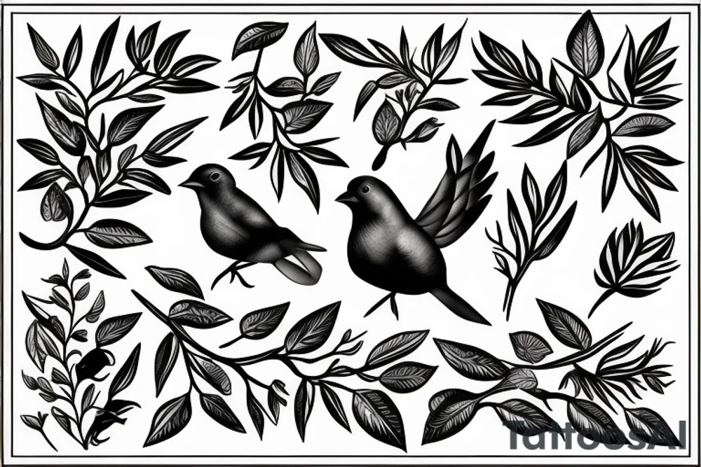 bird with a crown on an olive branch tattoo idea