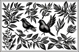 bird with a crown on an olive branch tattoo idea