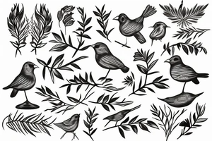 bird with a crown on an olive branch tattoo idea