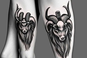 Ram on knee with horns on sides of knee tattoo idea