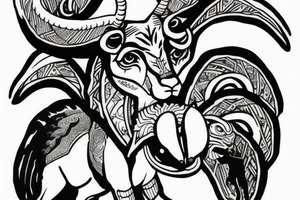 Ram on knee with horns on sides of knee tattoo idea