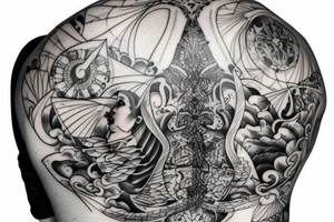 Epic Nordic back piece tattoo idea