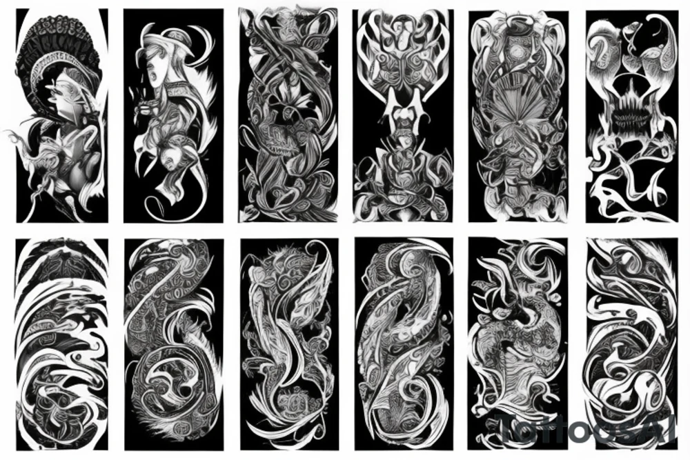 Epic Nordic back piece tattoo idea