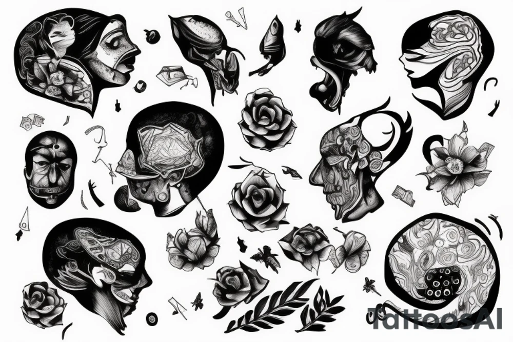 ADHD, pain and struggle inside mind. tattoo idea
