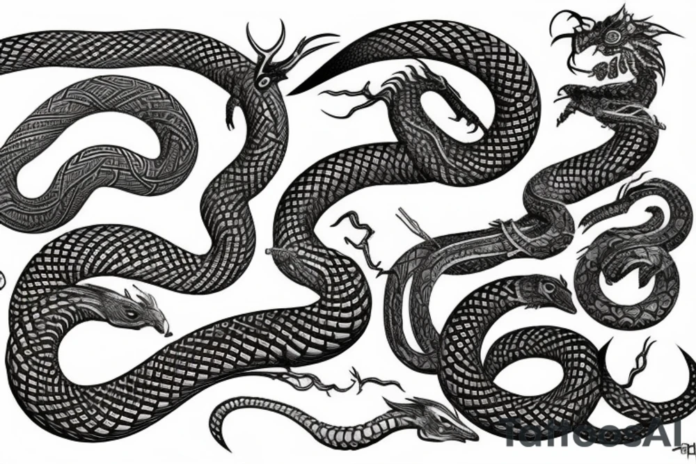 norse mythology, world serpent, dark tattoo idea